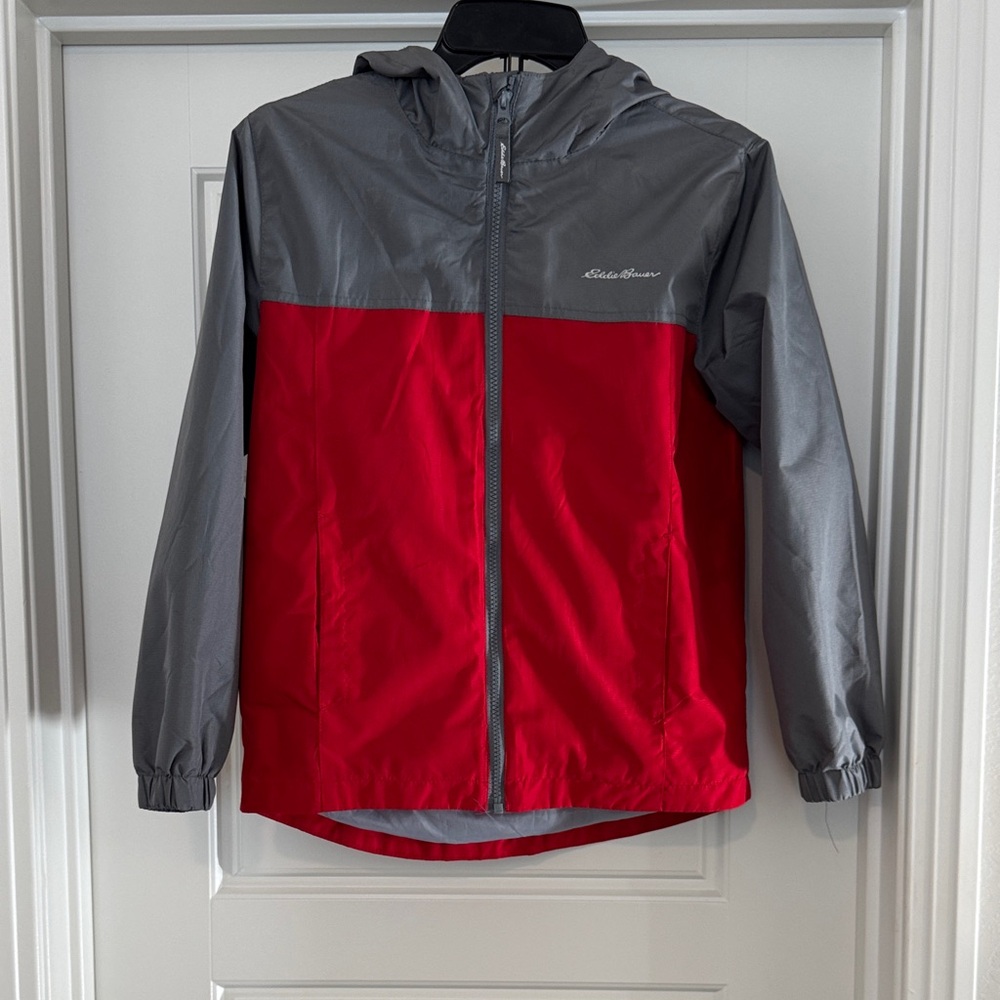 Eddie Bauer Two-Tone Red and Gray Hooded Jacket